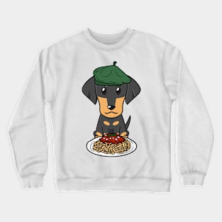 Dog eating Spaghetti - dachshund Crewneck Sweatshirt